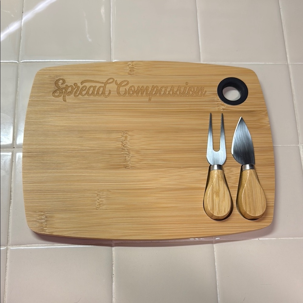 Bamboo Cheese Board Set with Utensils